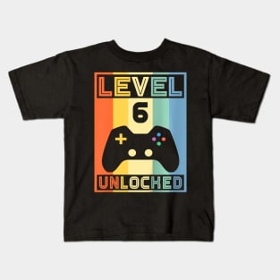 Kids Level 6 Unlocked Video Gamer 5th Birthday Gaming Kids T-Shirt